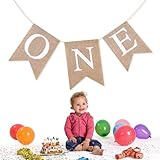 Volumoon Un Banner para Trona, Pancarta de Arpillera para Primer Cumpleaños, Banner para el Primer Cumpleaños, Primer Cumpleaños Bebe, Decoraciones para el Primer Cumpleaños para Baby Shower