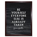 Slate Quote Oscar Wilde Be Yourself Artwork Framed Wall Art Print 9X7 Inch Cita pared