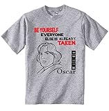 teesquare1st Oscar Wilde BE YOURELF 1 Camiseta Gris para Hombre de Algodon Size Xxxlarge