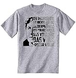 teesquare1st Oscar Wilde Die Demokratie Camiseta Gris para Hombre de Algodon Size Small
