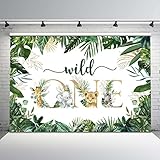 Avezano Safari Fondo de Primer cumpleaños Wild One Forest Jungle Photo Booth Telones de Fondo Elefante Bebé Animales Fotografía Banner Decoración (8 x 6 pies