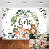 Avezano Woodland Wild One - Fondo de fondo de animales de safari para niño, primer cumpleaños, selva, niño, decoración de fiesta de primer cumpleaños, fondo de fotografía (7 x 5 pies)